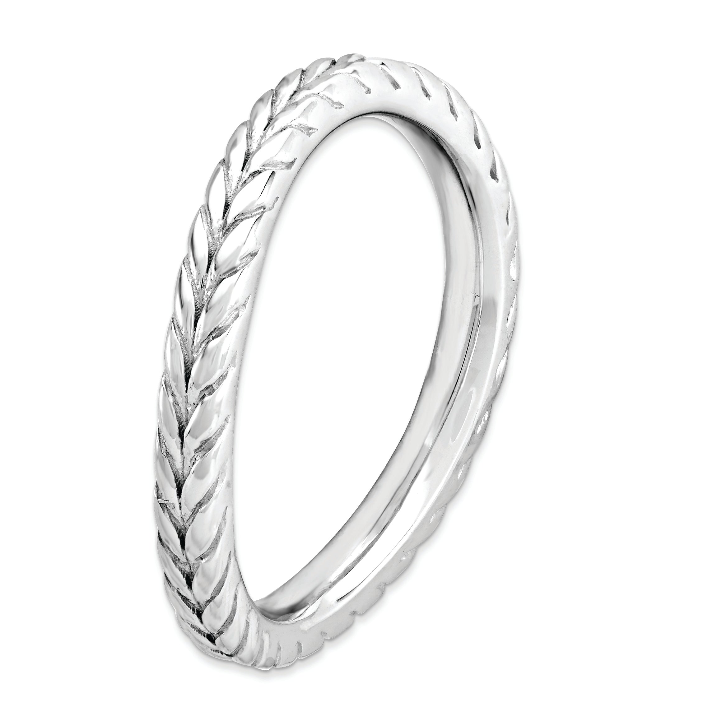 Sterlingsilber Stapelbar Expressions Poliert Rhodium Platte Welle Ring