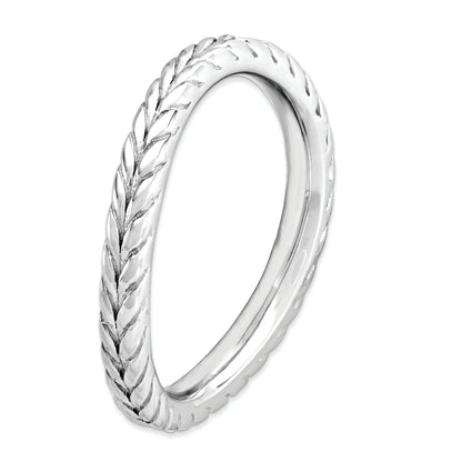 Sterlingsilber Stapelbar Expressions Poliert Rhodium Platte Welle Ring
