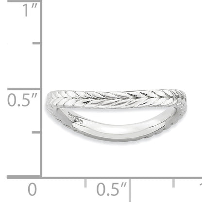 Sterlingsilber Stapelbar Expressions Poliert Rhodium Platte Welle Ring