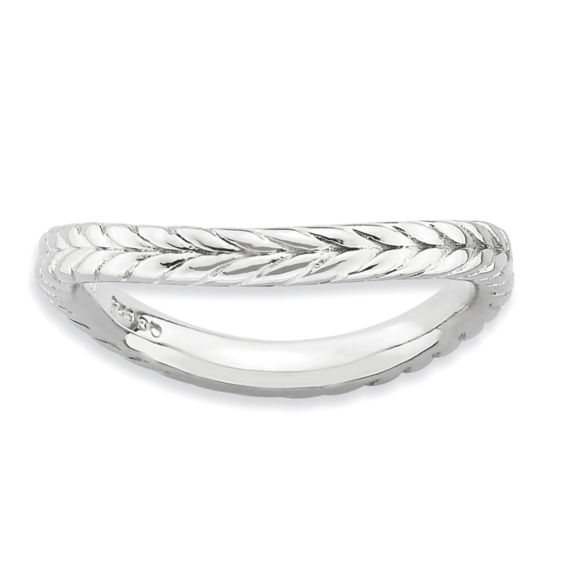 Sterlingsilber Stapelbar Expressions Poliert Rhodium Platte Welle Ring
