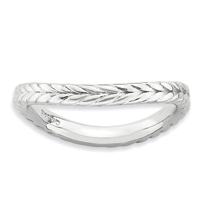 Sterlingsilber Stapelbar Expressions Poliert Rhodium Platte Welle Ring