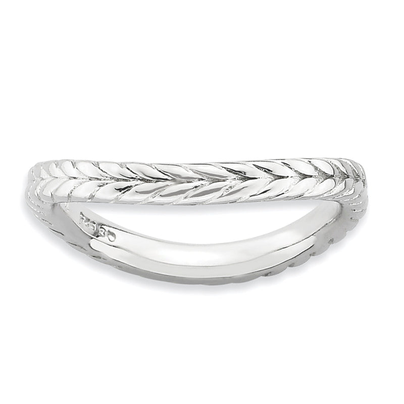 Sterlingsilber Stapelbar Expressions Poliert Rhodium Platte Welle Ring
