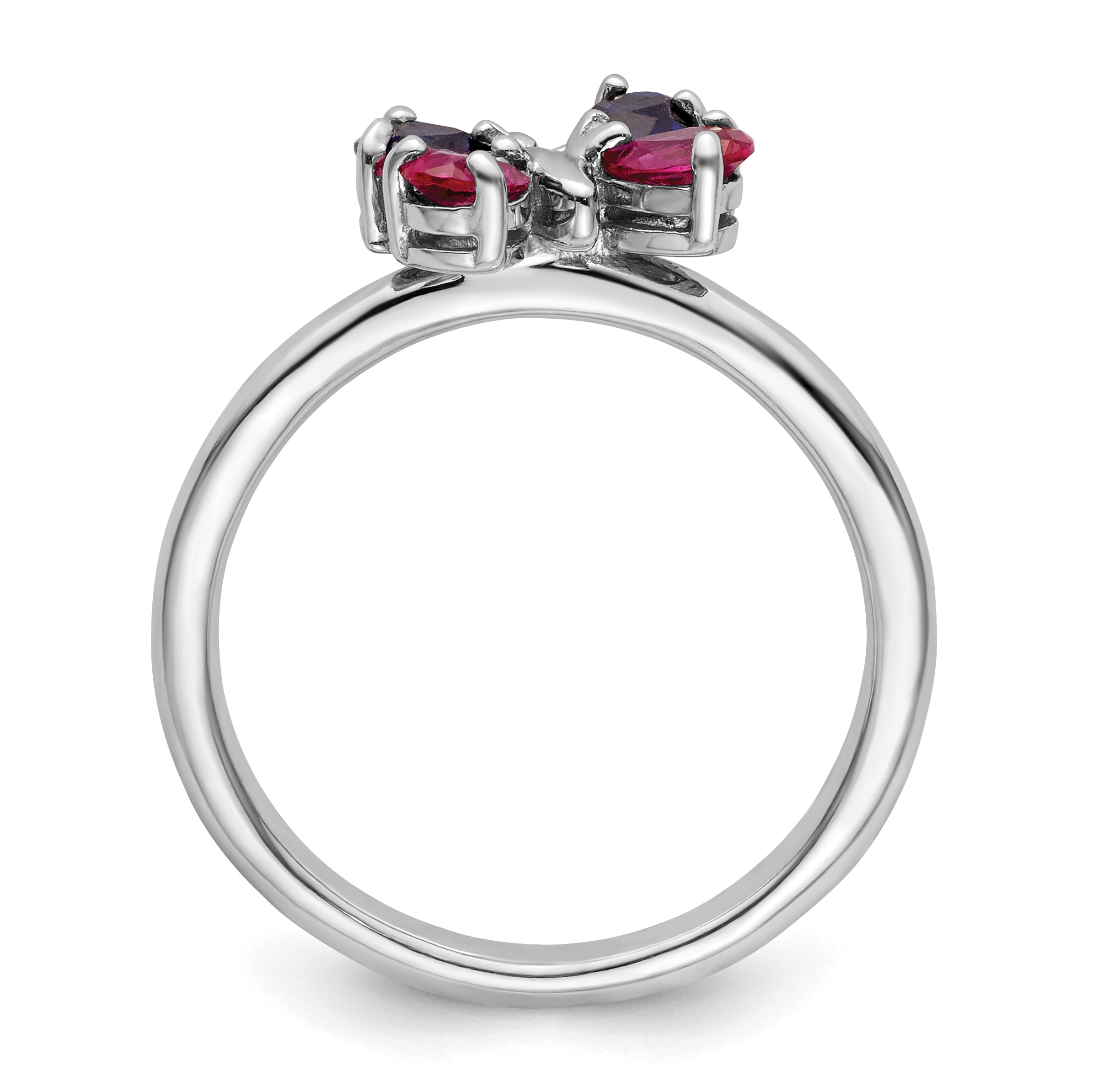 Sterlingsilber Stapelbar Expressions Cr Rubin & Saphir Schmetterling Ring