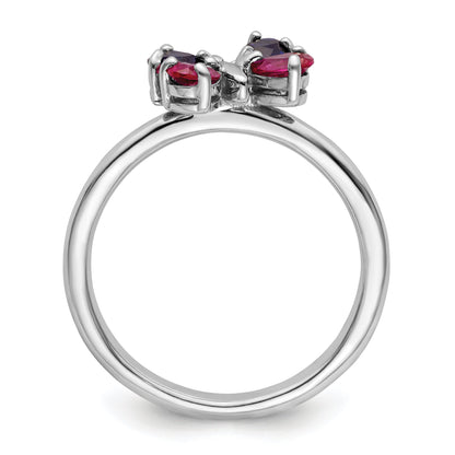 Sterlingsilber Stapelbar Expressions Cr Rubin & Saphir Schmetterling Ring