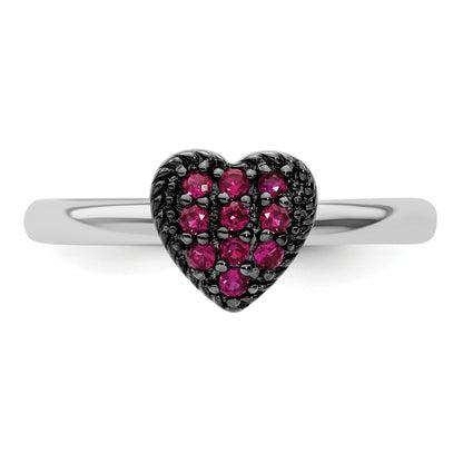 Sterlingsilber Stapelbar Expressions Cr Rubin Herz Ring