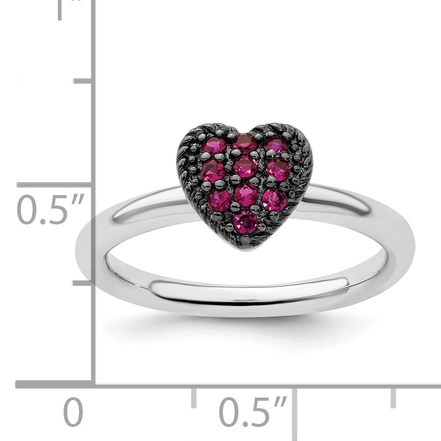 Sterlingsilber Stapelbar Expressions Cr Rubin Herz Ring