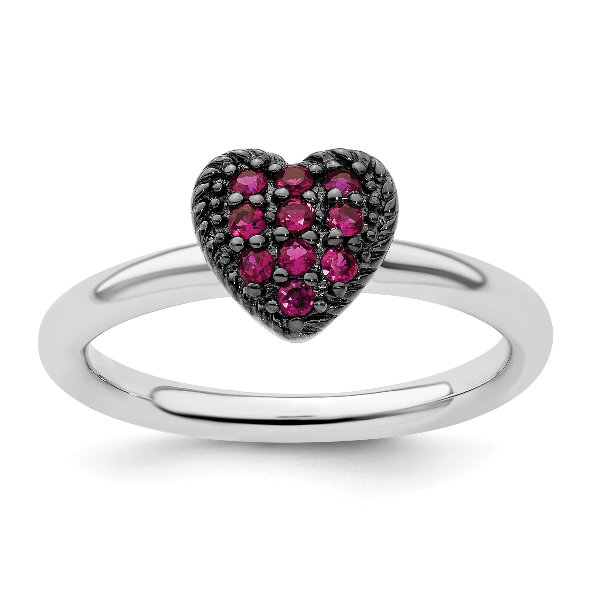 Sterlingsilber Stapelbar Expressions Cr Rubin Herz Ring