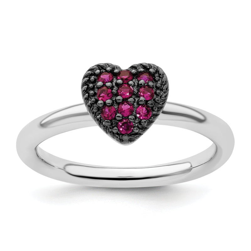Sterlingsilber Stapelbar Expressions Cr Rubin Herz Ring