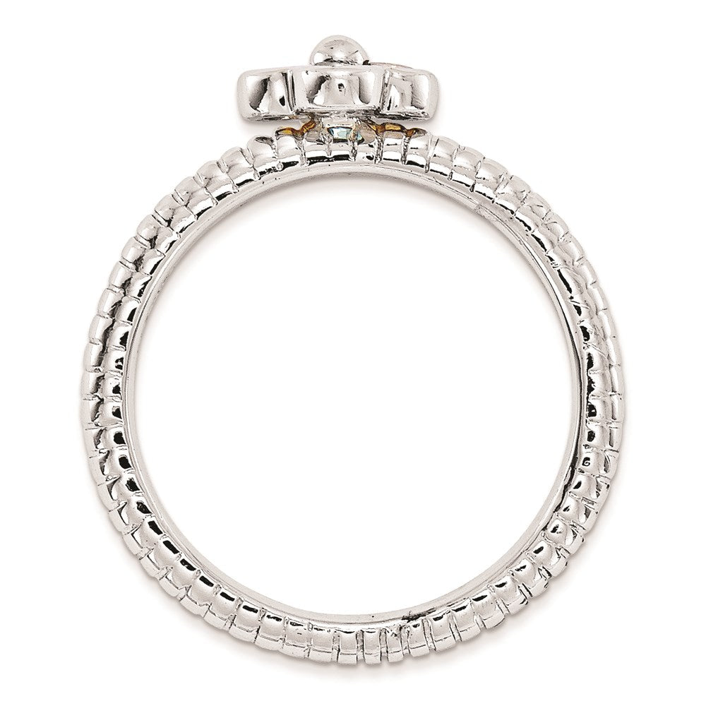 Sterlingsilber Stapelbar Expressions Blautopas & Citrin Blume Ring (size 5 Nur)