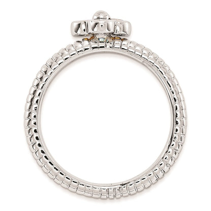 Sterlingsilber Stapelbar Expressions Blautopas & Citrin Blume Ring (size 5 Nur)