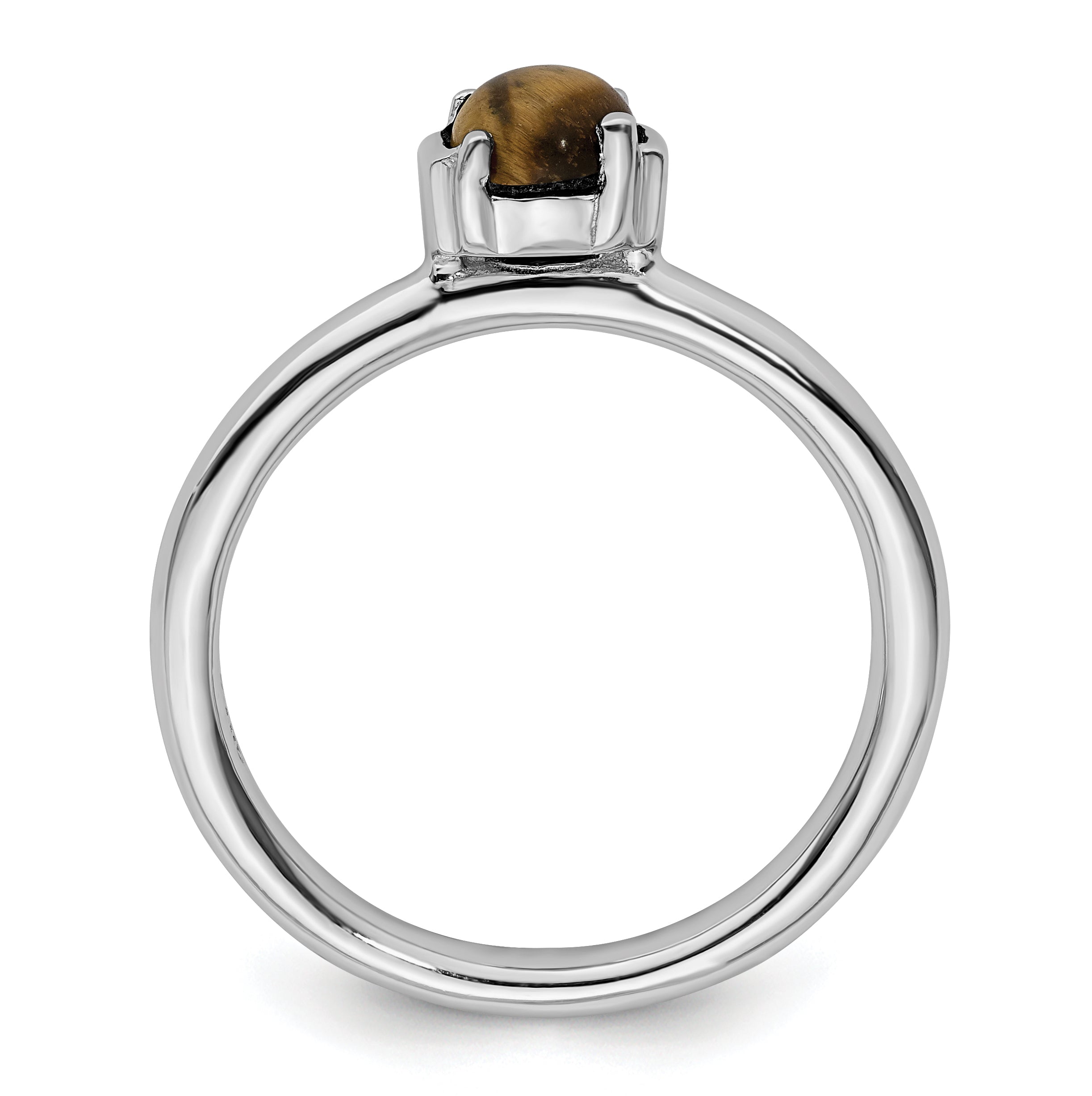Sterlingsilber Stapelbar Expressions Tigers Auge Rhodiniert Ring