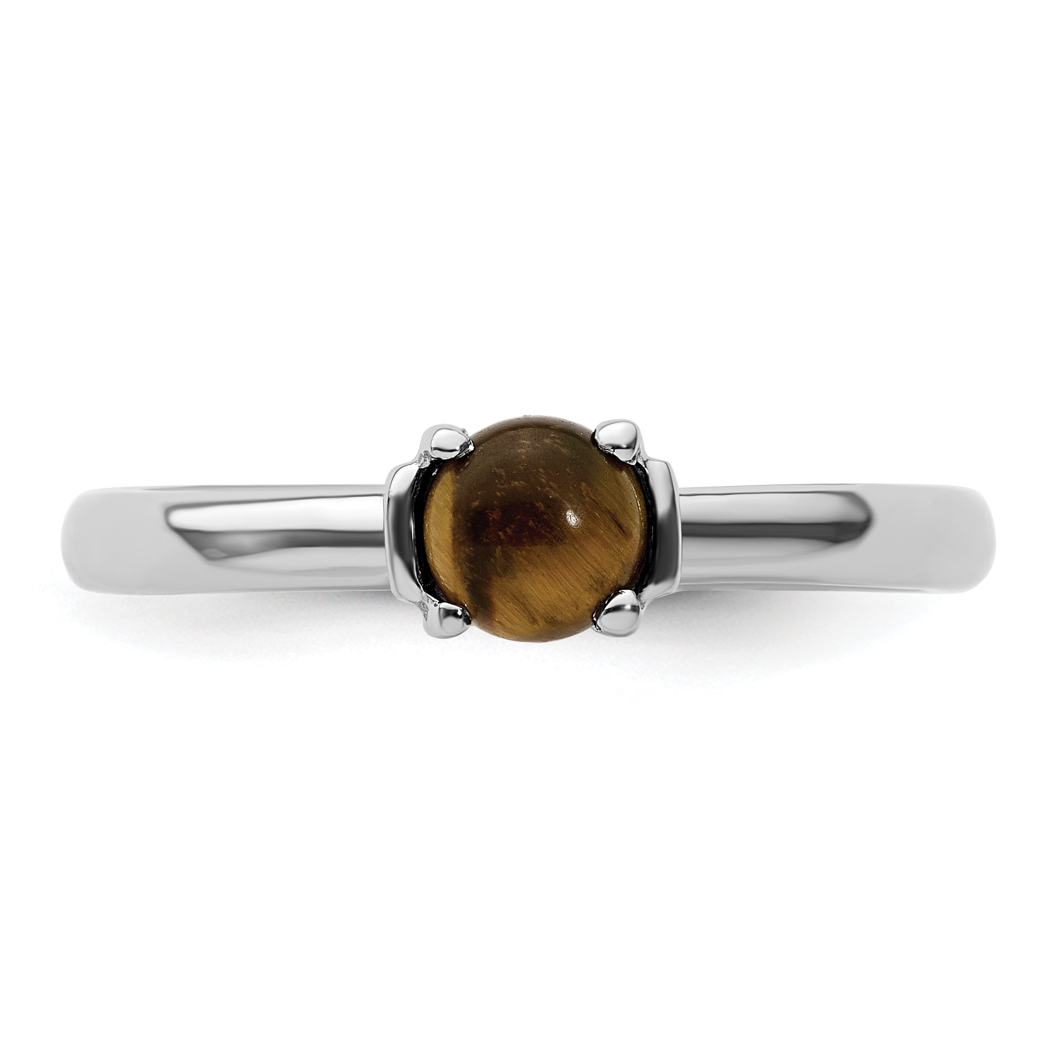 Sterlingsilber Stapelbar Expressions Tigers Auge Rhodiniert Ring
