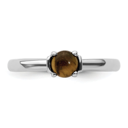 Sterlingsilber Stapelbar Expressions Tigers Auge Rhodiniert Ring