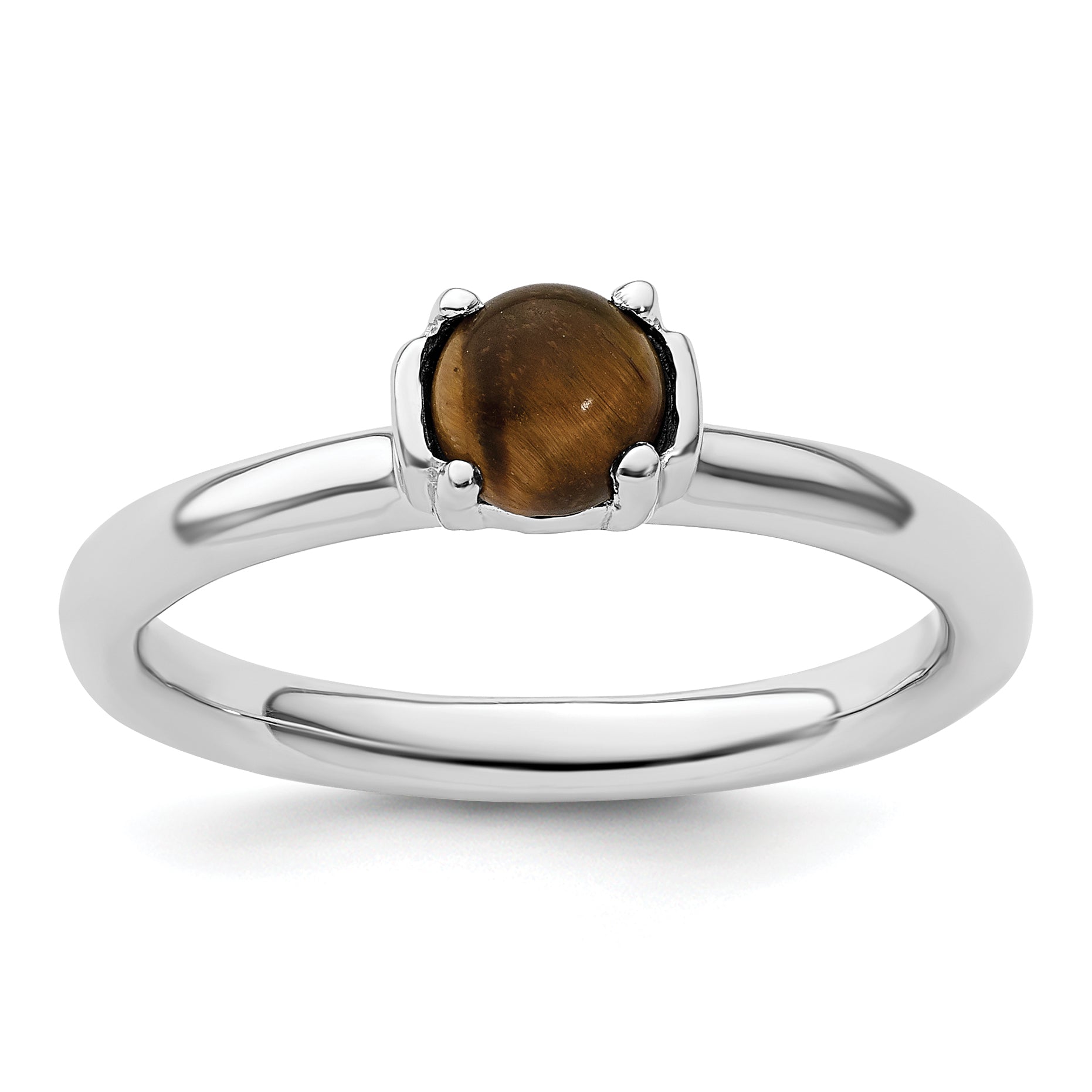 Sterlingsilber Stapelbar Expressions Tigers Auge Rhodiniert Ring