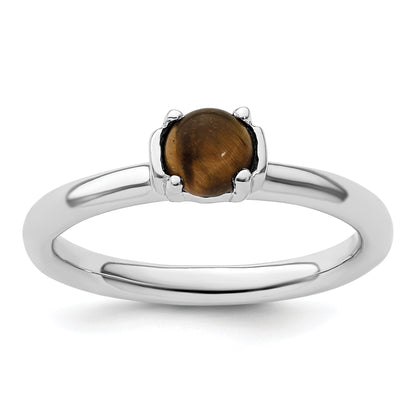 Sterlingsilber Stapelbar Expressions Tigers Auge Rhodiniert Ring