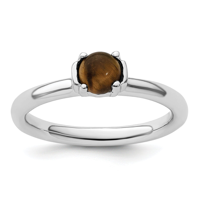Sterlingsilber Stapelbar Expressions Tigers Auge Rhodiniert Ring