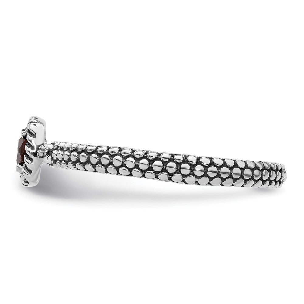 Sterlingsilber Stapelbar Expressions Karo Schliff Granat Antikisiert Ring