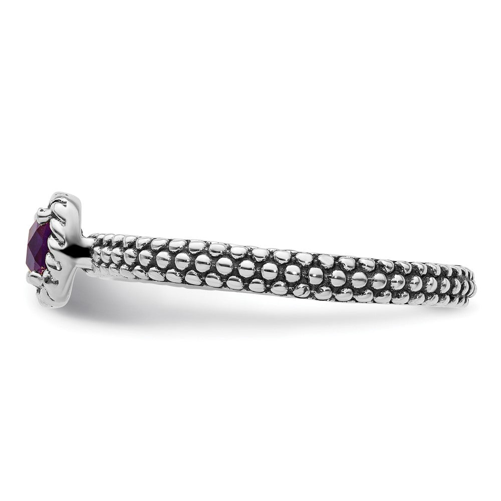 Sterlingsilber Stapelbar Expressions Karo Schliff Amethyst Antikisiert Ring