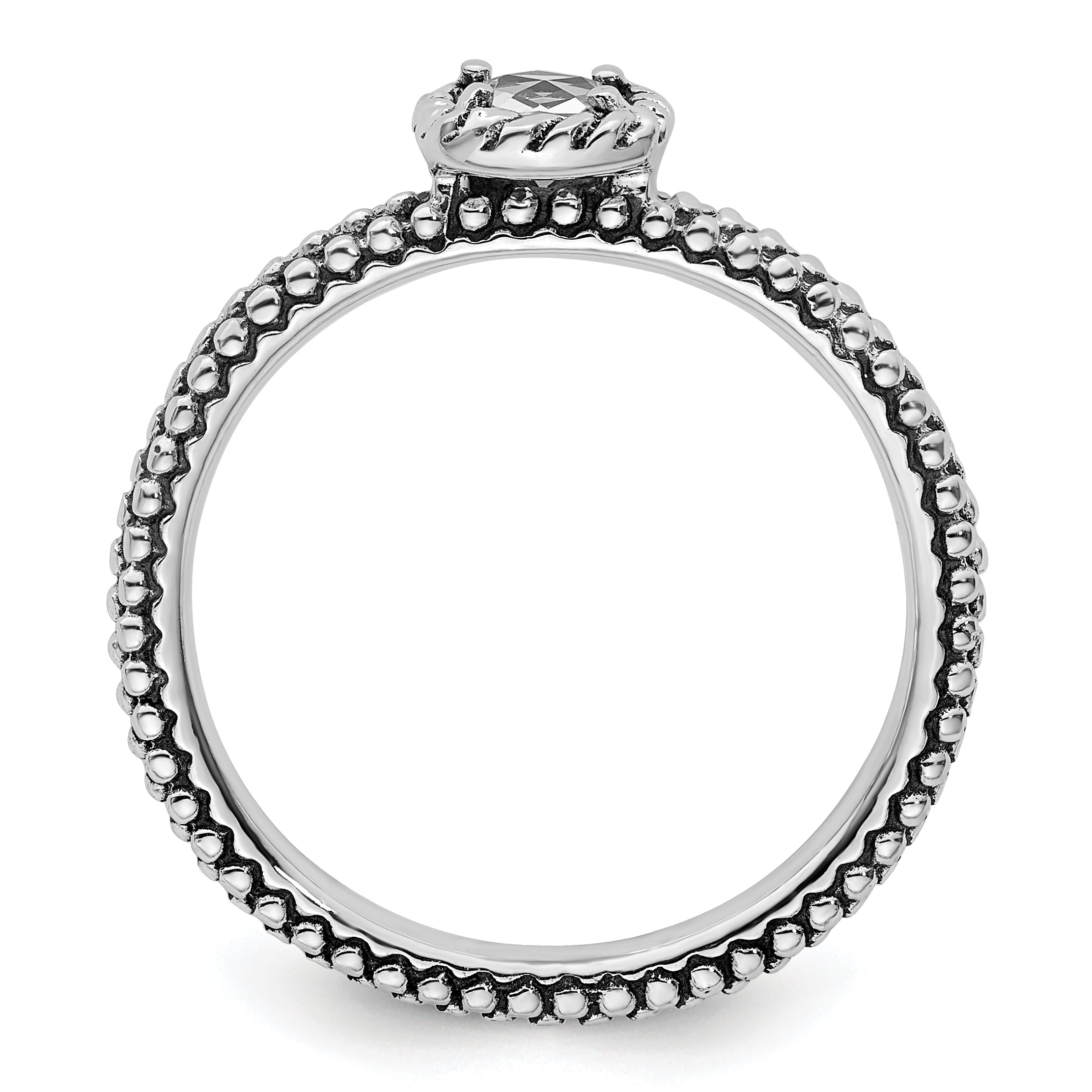 Sterlingsilber Stapelbar Expressions Karo Schliff Weiß Topas Antikisiert Ring