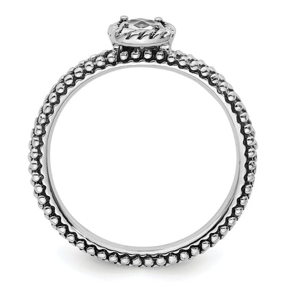 Sterlingsilber Stapelbar Expressions Karo Schliff Weiß Topas Antikisiert Ring