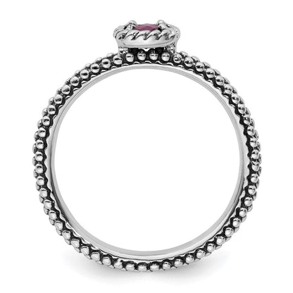 Sterlingsilber Stapelbar Expressions Karo Schliff Rhodolith Granat Ring