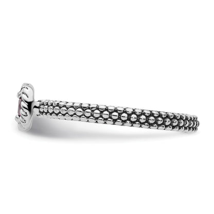 Sterlingsilber Stapelbar Expressions Karo Schliff Rhodolith Granat Ring