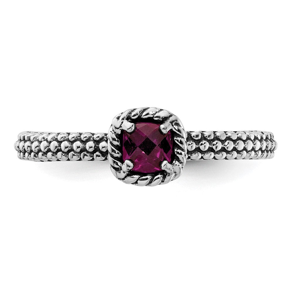 Sterlingsilber Stapelbar Expressions Karo Schliff Rhodolith Granat Ring