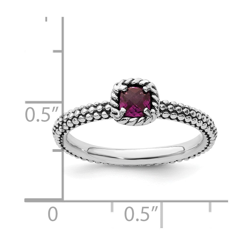 Sterlingsilber Stapelbar Expressions Karo Schliff Rhodolith Granat Ring