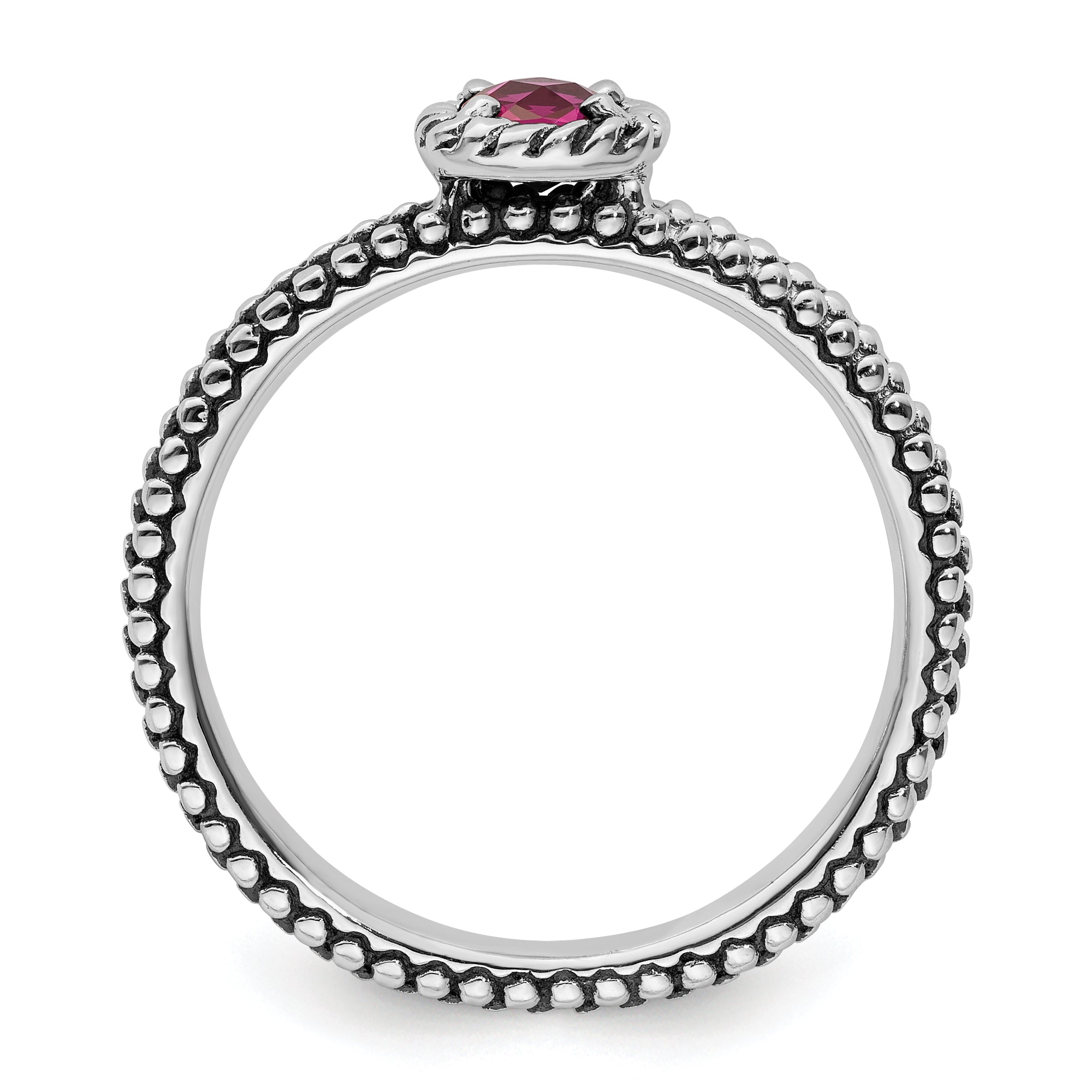 Sterlingsilber Stapelbar Expressions Karo Schliff Cr Rubin Antikisiert Ring