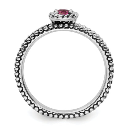 Sterlingsilber Stapelbar Expressions Karo Schliff Cr Rubin Antikisiert Ring
