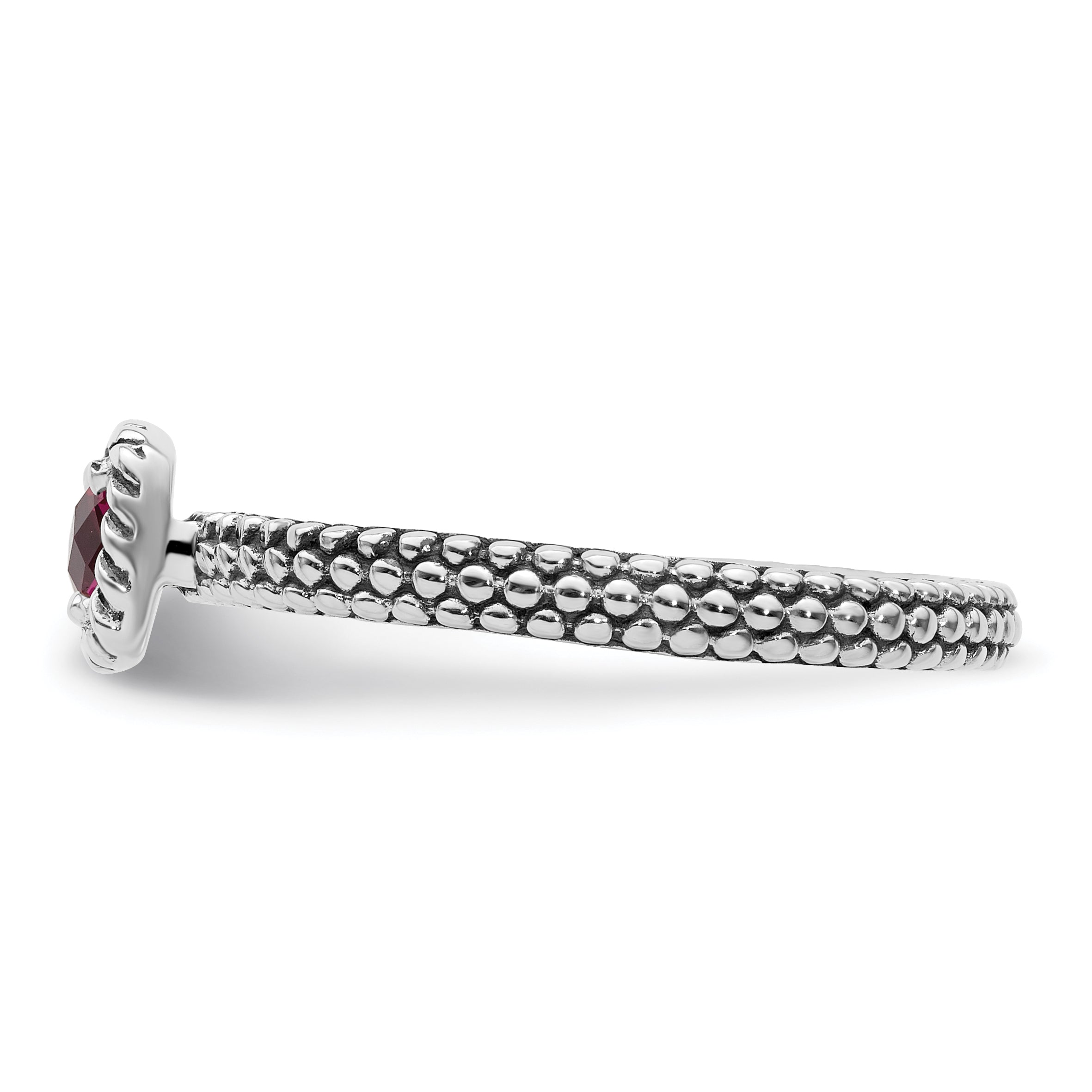 Sterlingsilber Stapelbar Expressions Karo Schliff Cr Rubin Antikisiert Ring