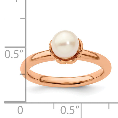 Sterlingsilber Stack Exp. Weiß Fw Zuchtperle Rosa Beschichtet Ring