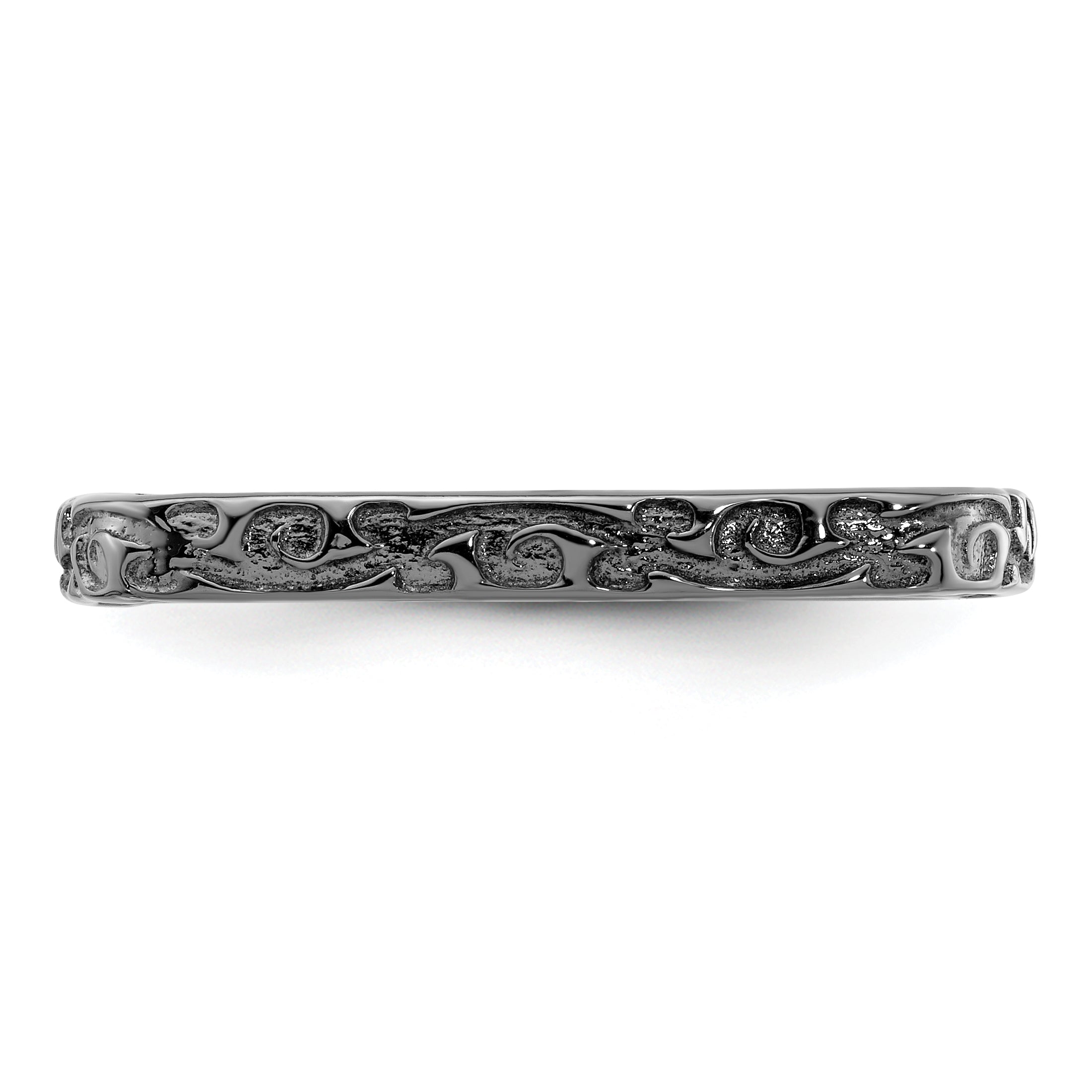Sterlingsilber Stapelbar Expressions Poliert Schwarz Beschichtet Quadratisch Ring