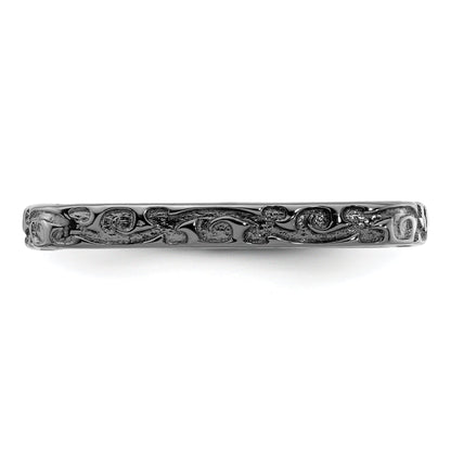 Sterlingsilber Stapelbar Expressions Poliert Schwarz Beschichtet Quadratisch Ring