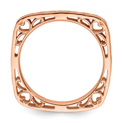 Sterlingsilber Stapelbar Expressions Poliert Rosa Beschichtet Quadratisch Ring