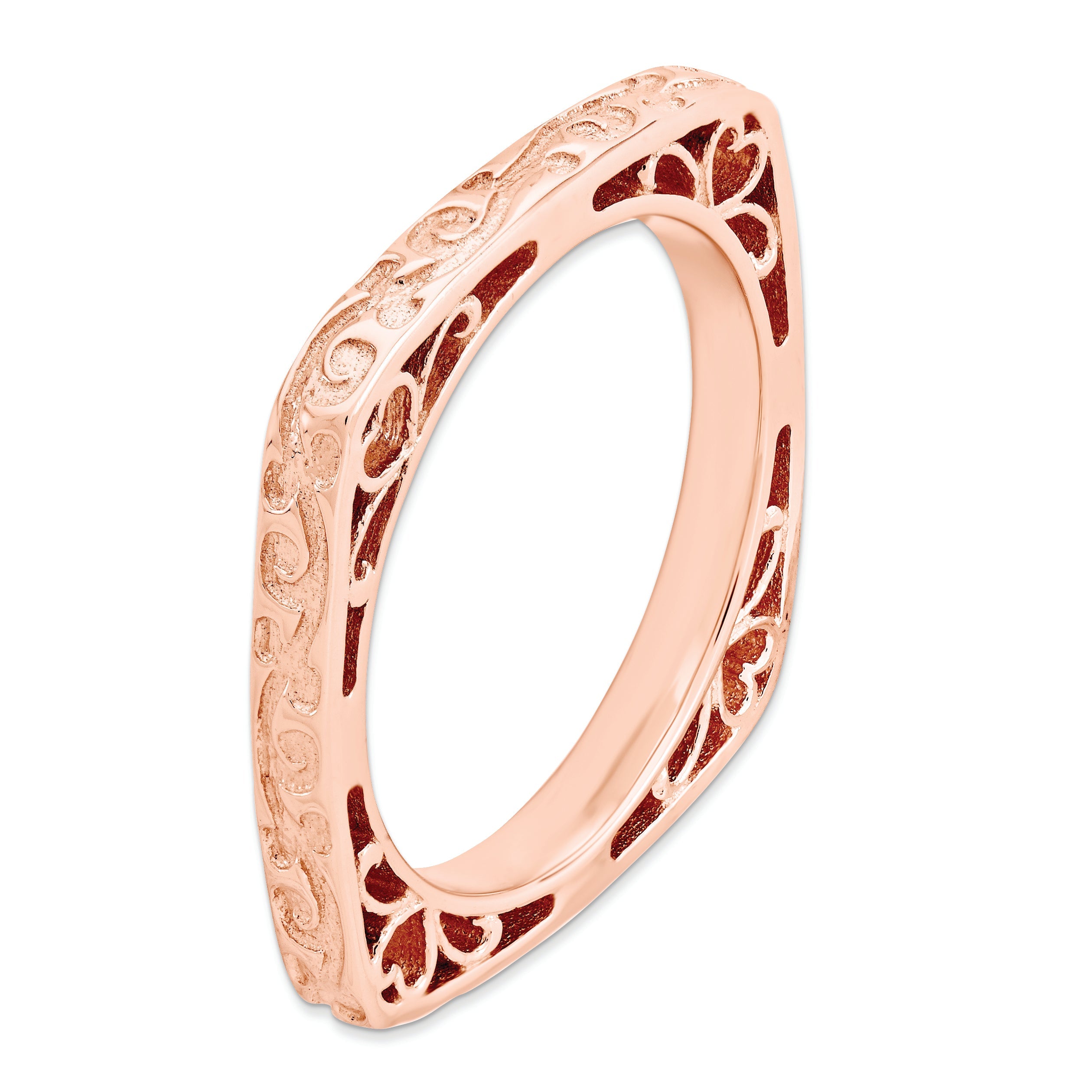 Sterlingsilber Stapelbar Expressions Poliert Rosa Beschichtet Quadratisch Ring