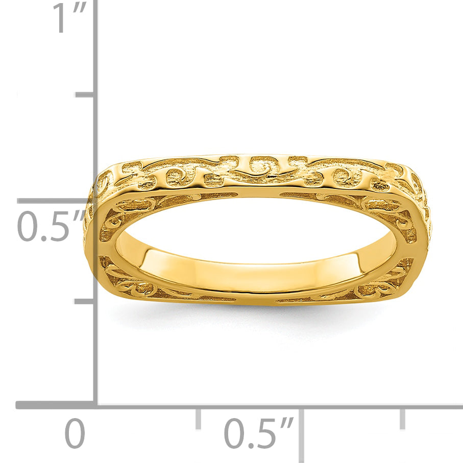 Sterlingsilber Stapelbar Expressions Poliert Vergoldet Quadratisch Ring