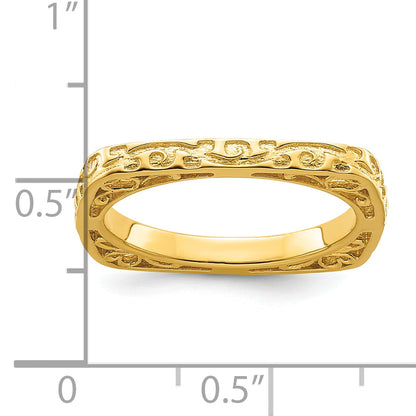 Sterlingsilber Stapelbar Expressions Poliert Vergoldet Quadratisch Ring