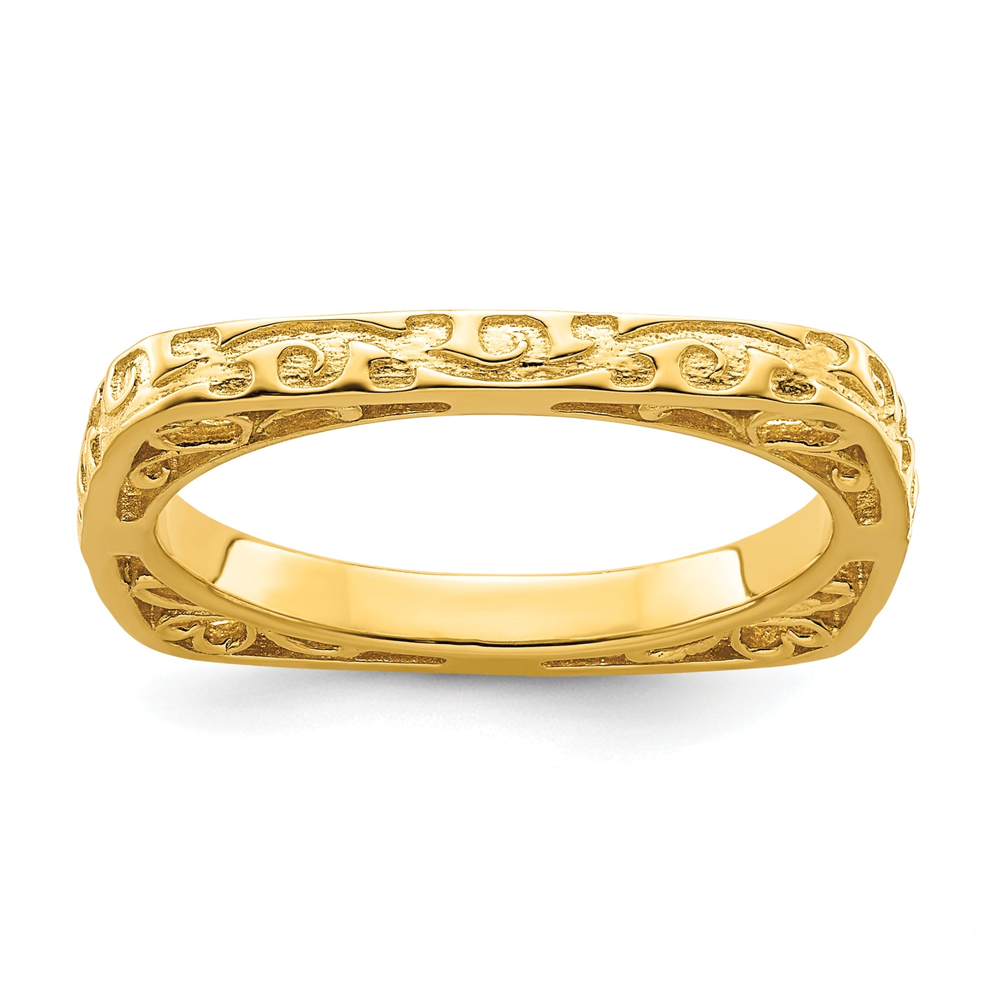Sterlingsilber Stapelbar Expressions Poliert Vergoldet Quadratisch Ring