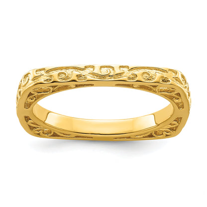 Sterlingsilber Stapelbar Expressions Poliert Vergoldet Quadratisch Ring