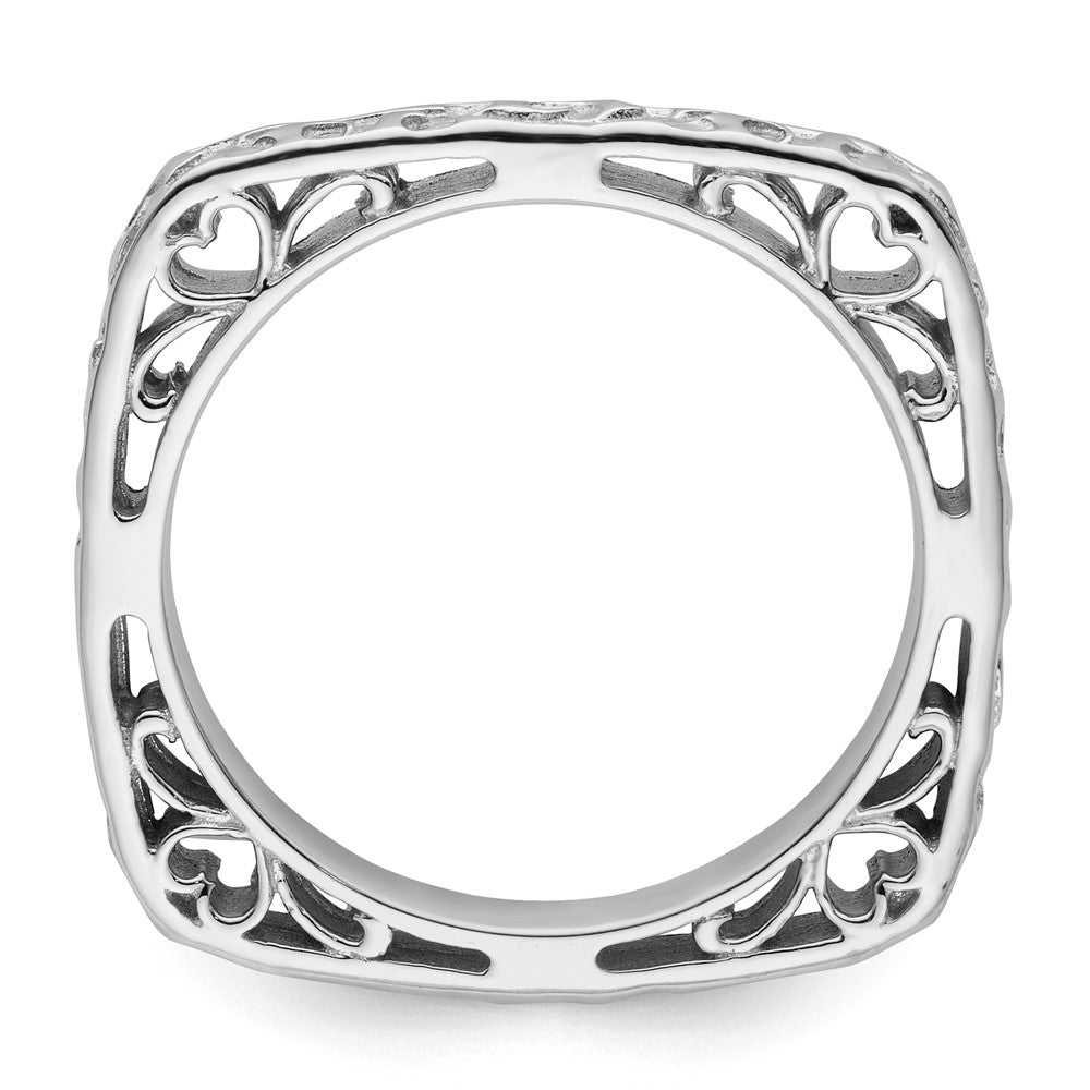 Sterlingsilber Stapelbar Expressions Poliert Rhodiniert Quadratisch Ring