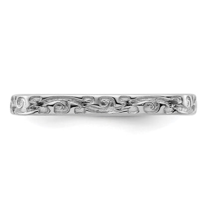 Sterlingsilber Stapelbar Expressions Poliert Rhodiniert Quadratisch Ring