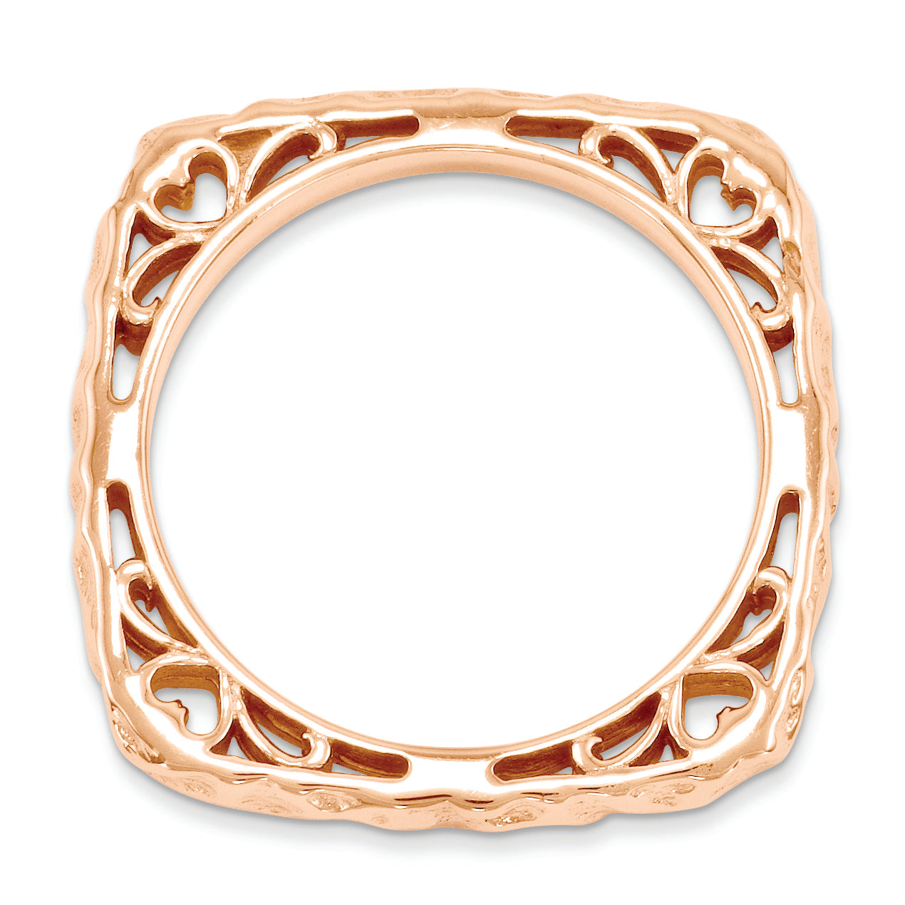 Sterlingsilber Stapelbar Expressions Poliert Rosa Platte Quadratisch Ring