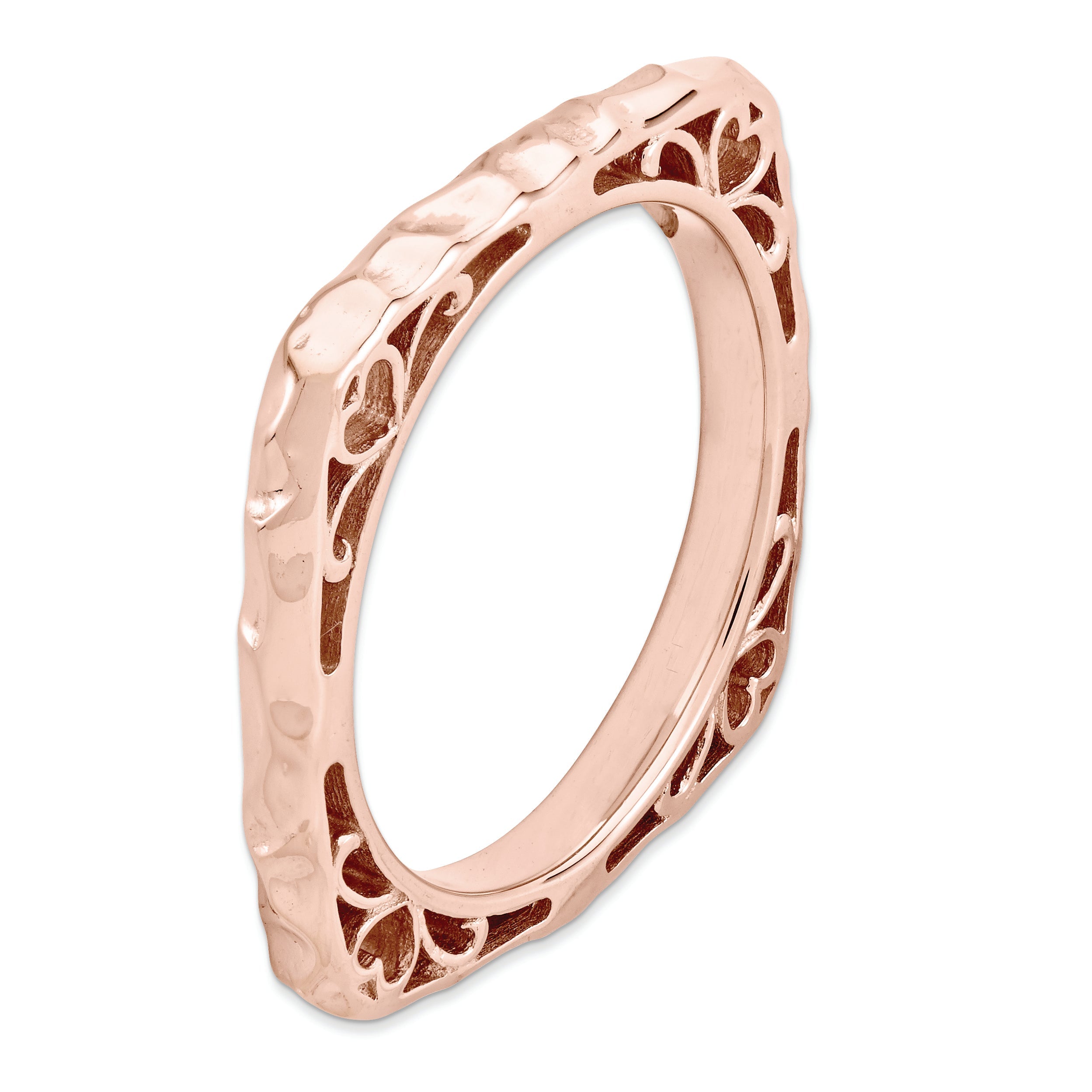 Sterlingsilber Stapelbar Expressions Poliert Rosa Platte Quadratisch Ring