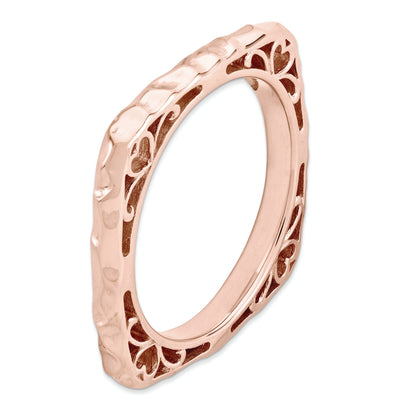 Sterlingsilber Stapelbar Expressions Poliert Rosa Platte Quadratisch Ring