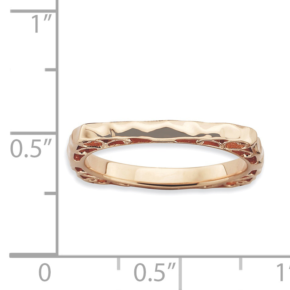 Sterlingsilber Stapelbar Expressions Poliert Rosa Platte Quadratisch Ring