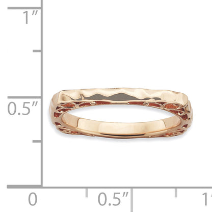 Sterlingsilber Stapelbar Expressions Poliert Rosa Platte Quadratisch Ring