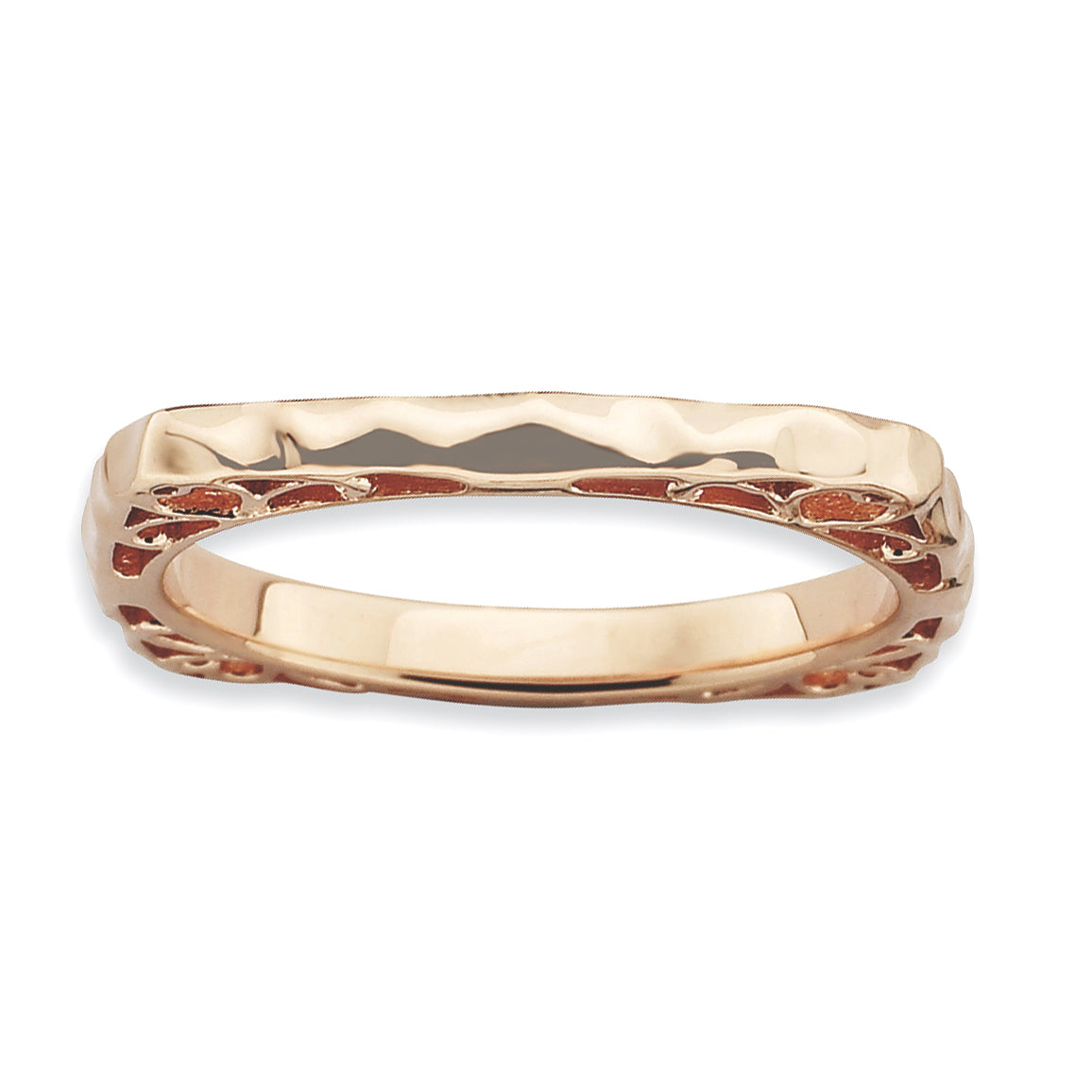 Sterlingsilber Stapelbar Expressions Poliert Rosa Platte Quadratisch Ring