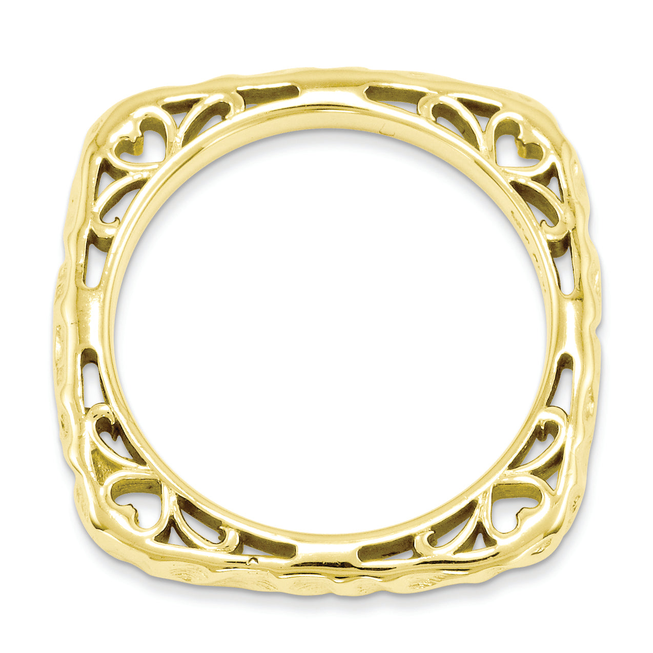 Sterlingsilber Stapelbar Expressions Poliert Gold Platte Quadratisch Ring