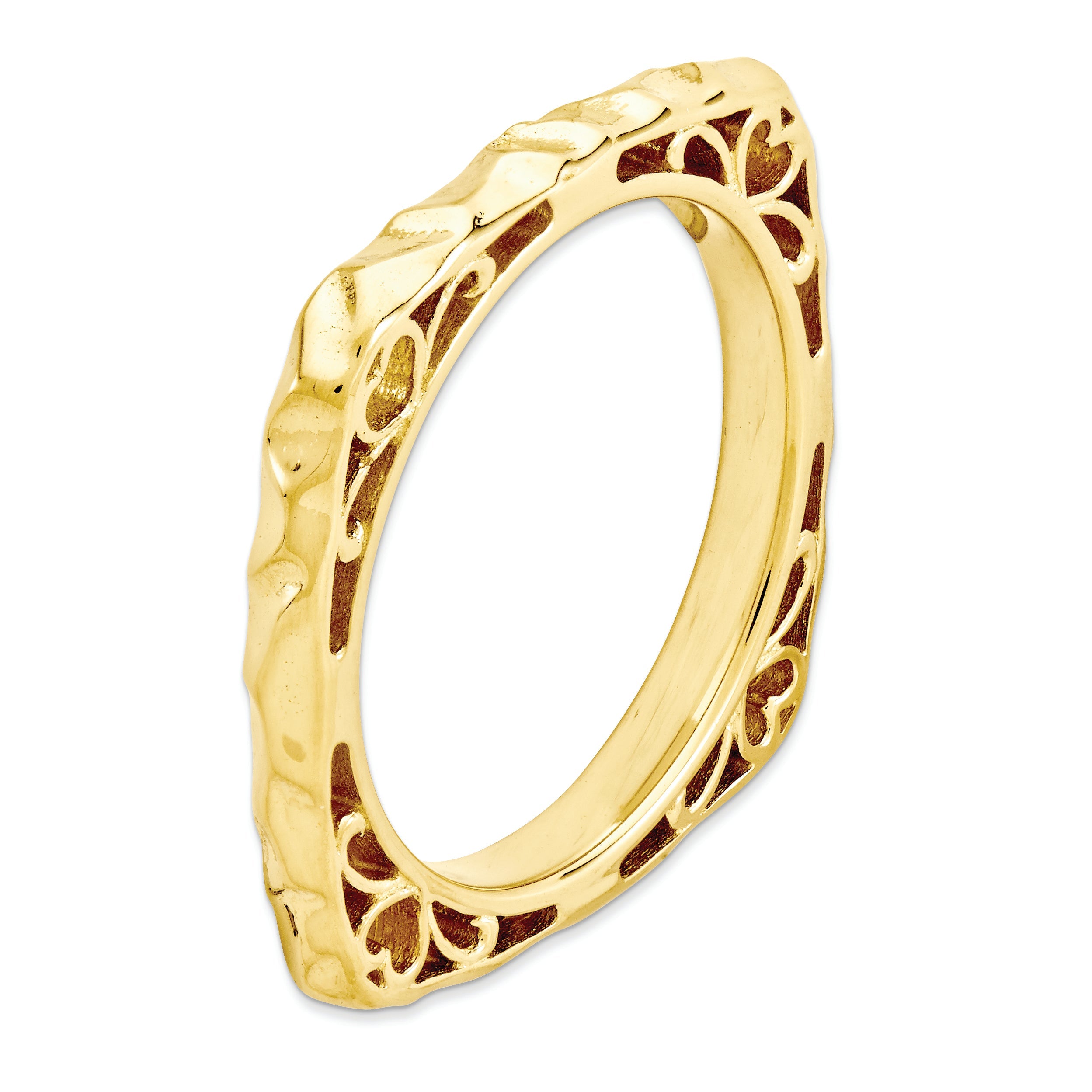 Sterlingsilber Stapelbar Expressions Poliert Gold Platte Quadratisch Ring